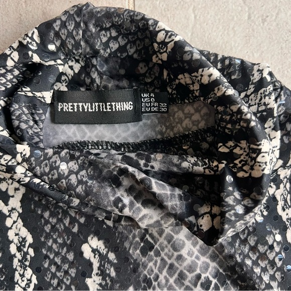 Prettylittlething Snake Print Sequin Bodysuit Size 4 - Picture 6 of 9